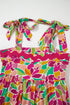 Floral Tie Strap Ricrac Trim A Line Flowing Maxi Dress